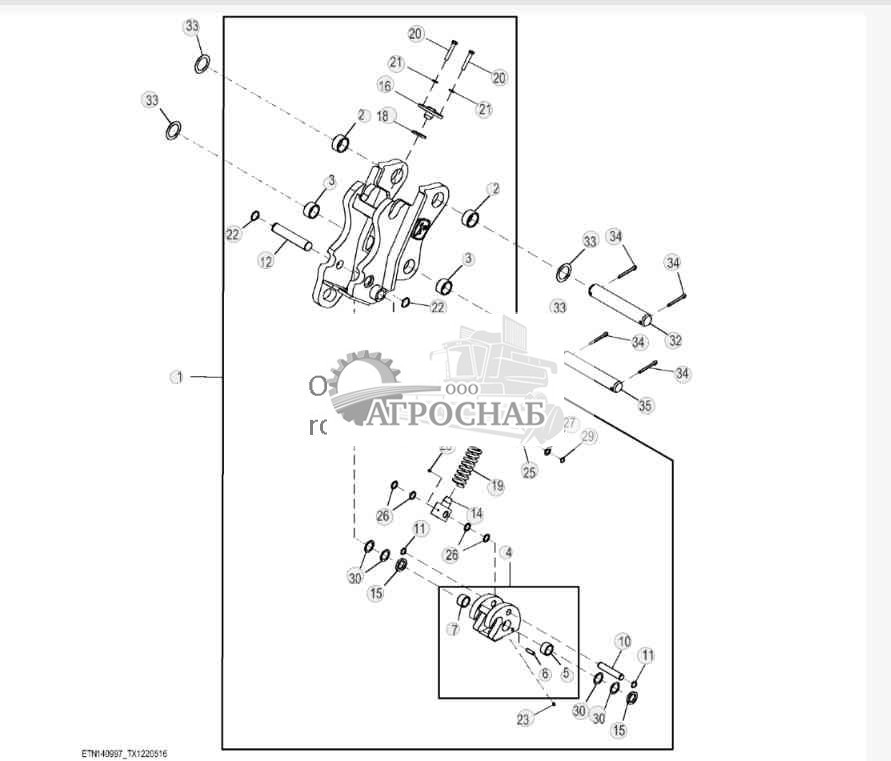 Пружинная муфта обратной лопаты 